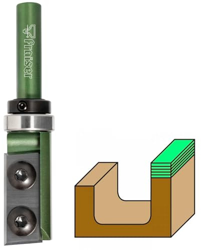 Fraiser Multibit Kopierfräser und Bündigfräser mit Anlaufring Oben, Durchmesser 16 mm, Schaft 8 mm, mit 1 Wendeplatte - für Oberfräse und Kantenfräse