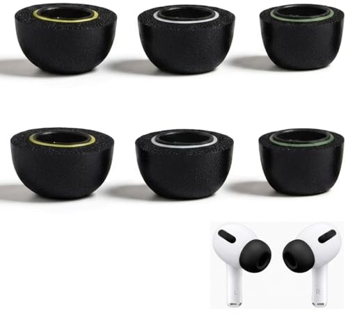 Ersatz-Ohrstöpsel für AirPods Pro 3, Memory Foam Ohrtips Geräuschisolierend mit Aufbewahrungsbox,Kein Silikondruck, Rutschfestes Design, 3 Paar S/M/L Schwarz