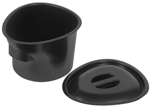 HAPINARY Pot de Chambre Adulte 5l en Plastique Contouré avec Couvercle Noir pour Usage de Nuit et Soins à Domicile