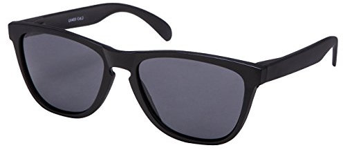 Ciffre EL-Sunprotect® Sonnenbrille Polarisierte Linsen Retro Vintage Style Nerd Look Stil Unisex Brille - Schwarz Dunkle Glässer