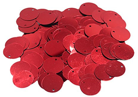 Sharplace 130 Stück Pailletten, Pailletten Basteln Schneidern, Große Pailletten Mit Loch Flache Runde Pailletten für Schmuckherstellung DIY Nähen Handwerk Hochzeitsdekoration 16x16 mm, Rot