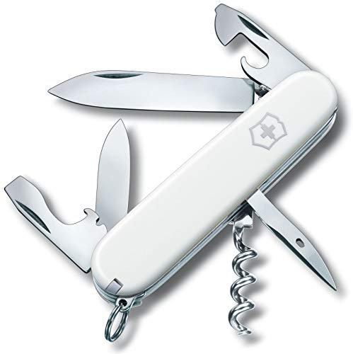 Victorinox Spartan Swiss Army Knife, Camping Pocket Knives, Medium, Multi Tool, 12 Functions, Blade, Bottle Opener, White