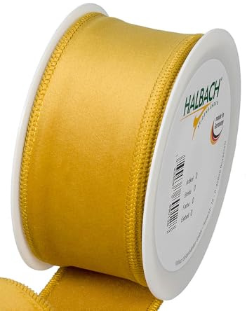 FloristryWarehouse Samtband, 50 mm breit, auf 8 m Rolle, senfgelb