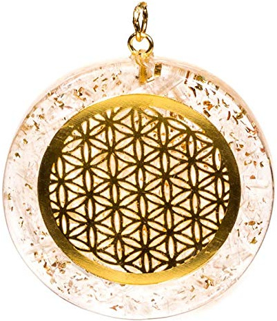 Orgonite - Ciondolo in selenite, motivo: fiore della vita