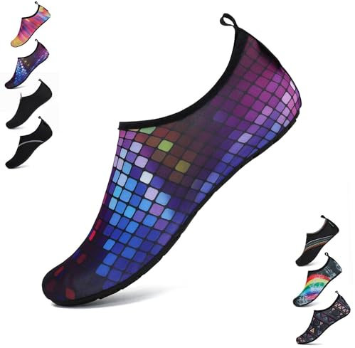 SAGUARO Damen Herren Badeschuhe Wasserschuhe Schwimmschuhe Männer Frauen Barfußschuhe für Strand,Pool,Meer,Wassersport,Surfen,Aqua Cycling,Segeln,Bootfahren,Windsurfen(Mehrfarbig,38/39 EU)