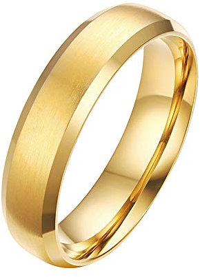 Mabohity Ring Herren/Damen Titan-Ring Titanium 6mm Breit Matt & Gebürsteter Ewigkeit Ehering Verlobungsring Freundschaftsring Hochzeit Band, Gold, Größe 54