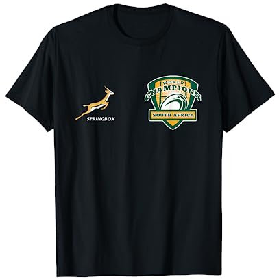 Faf Challenge Herren Klassischer Rugby T-Shirt Schwarz S Springbok Bokke Rugby World Cup T-Shirt