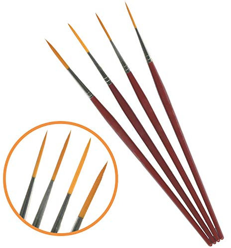 Rigger Brush Set of 4 By Essential Arts Artists Fine Detail Paint Brushes Pack in Sizes 0, 1, 2, 3