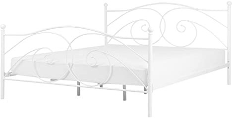 Beliani Komfortables Metallbett in romantischem Stil 140 x 200 cm weiß Dinard