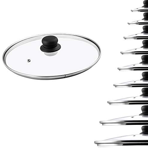 Recus Glass Lid, Heat-Resistant with Plastic Handle, Steam Hole, Universal Round Lid in Transparent (26 cm)