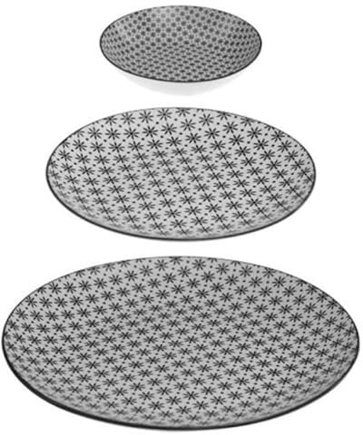 Secret de Gourmet - Service de Table 18 Pièces Bohemia Fleur 27cm Noir