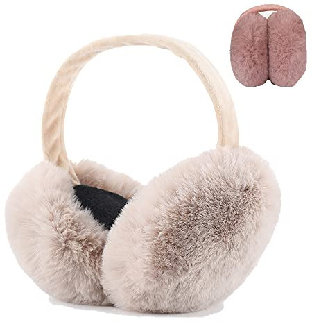 Ohrwärmer Damen Plüsch Ohrenwärmer Faltbare Verstellbarer Winter Kuscheliger Earmuffs Warme Toll Geschenk Für Frauen (Braun)