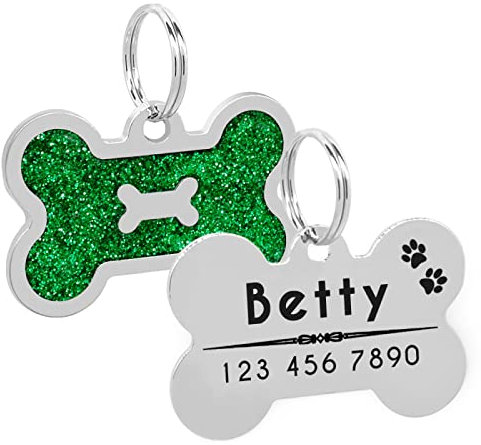 Personalized Dog ID Tag Customized Bone Shape Name Tag Plate Pet Dog Accessories Collar Decoration Pink Red,green