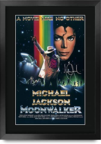 HWC Trading FR A3 Moonwalker Michael Jackson Geschenke Geduckter Poster Signiertes Autogramm Foto für Fans von Film Memorabilien - A3 Framed