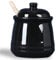 LEETOYI Ceramic Honey Jar with Lid and Dipper,Honey pot for Kitchen,12oz (Black)