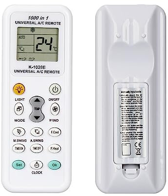 Lelukee Universal Mando a Distancia para Aire Acondicionado, climatizador 1000 in 1 Control Remoto Universal para acondicionadores de Aire