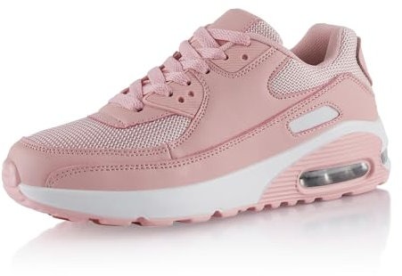 Fusskleidung® Damen Herren Sportschuhe Dämpfung Sneaker leichte Laufschuhe Rosa Weiss EU 38