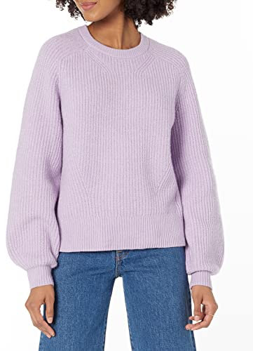 Amazon Essentials Maglione a costine a girocollo Donna, Lilla Pastello, XL