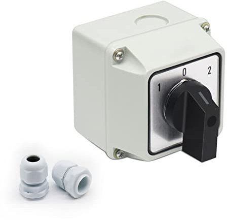 XTVTX Universal Drehschalter mit Hauptschalter Außenbox,Netzumschalter,LW28-20/2, 660 V, 20A, SZW26-20,ON-OFF-ON 3 Position, 2 Phasen, 8 Klemmen, CE