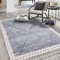 carpet city Teppich Wohnzimmer Boho-Stil Graublau, Creme - 200x290 cm - Raute-Bordüren-Look - Relief-Optik, 3D-Effekt - Cut-&Loop, Sisal - Moderne Fransen-Teppiche Schlafzimmer