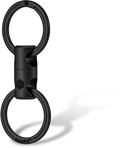 KeyUnity KA15 Doppelend-drehbarer Schlüsselanhänger, Schlüsselanhänger, Titan, drehbarer Schlüssel-Organizer-Linker für Karabiner, Windspiel, Pflanze, DIY-Zubehör (Schwarz)