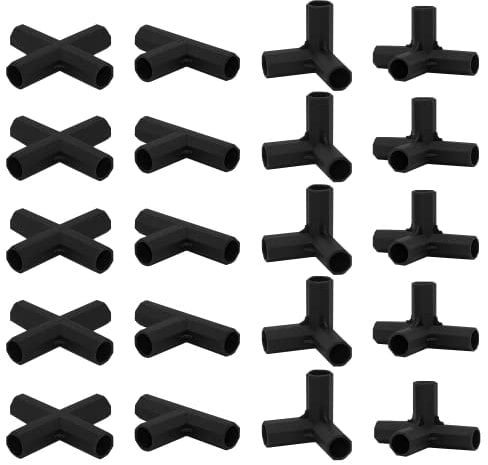 20 Stück, 11 mm, 4 Arten, stabile Unterstützung, robuster Gewächshausrahmen, Gebäudeverbinder, schwarz, geeignet für Traubenspalier, Sonnenschutz, Schuppen, Gartenarbeit, Pflanzenstecker für