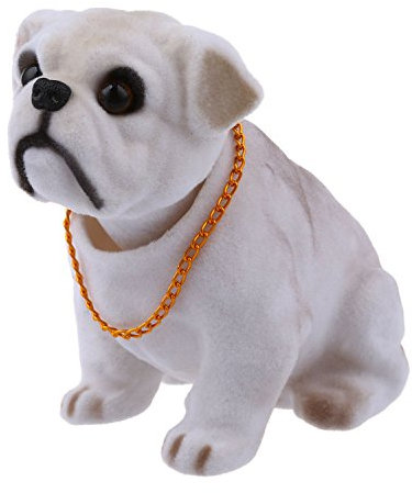 Weiß Hellgrau Schüttelkopf Wackelnde Bulldogge Dekoration für Auto