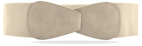 Van Der Rich ® - Obi Gürtel Elastisch Dehnbar Breite 7 cm - Damen (Beige, One Size)