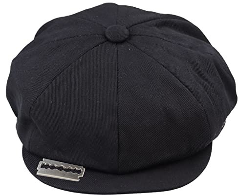 TruClothing.com Herren 8 Panel Razor Sommer Hut Cotton Blinders Newsboy Schiebermütze Shelby - schwarz-rasierer L-XL