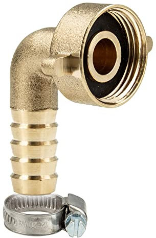 tecuro Schlauchverschraubung mit 1/2 Zoll ÜWM x 90° Tülle Ø 13 mm, inkl. Schelle W4 12-20 mm