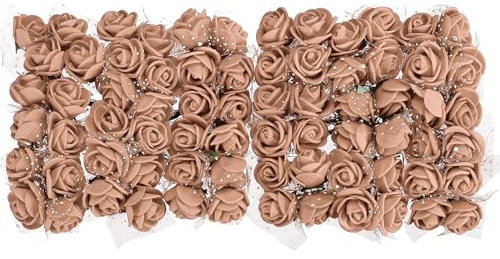 sourcing map Artificiel Rose Fleur Têtes, Marron Mini Faux Fleurs 0.8 Pouce-1 Pouce pour DIY Artisanat Mariage et Fête Décoration Paquet de 432