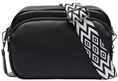 ZOUIQSS Umhängetaschen für Damen,Umhängetaschen mit verstellbarem breiten Riemen mehreren Taschen Cross Body Bag für Frauen(schwarz)