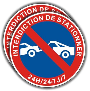 Felexdo Panneau Interdiction de Stationner,Panneau Stationnement interdit 24h/24 Et 7j/7 Panneau rigide et rond Ø167mm en Aluminium Adhésif Résistant aux UV Imperméable pour Extérieure