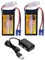 ZYGY 2PCS 7.4V 1100mAh 2S Batterie au Lithium avec Prise EC2 et Chargeur 2-en-1 pour UTB18 4WD Batterie de Voiture RC Hors Route Haute Performance pour grimpeur