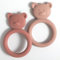 meanus Beißringe für Babys, Bärenförmig Beißring Spielzeug aus Silikon, BPA-frei (Powder Rose+Dusty Lilac)
