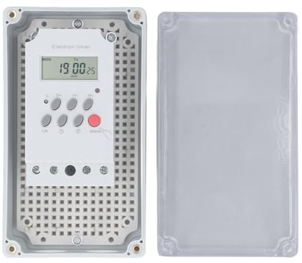 Timer Pompa Piscina, Timer Meccanico Programmabile 25A 24 Ore su 24 per Esterni, Interruttore ON/OFF Timer Digitale Impermeabile per Scaldabagno, Pompa Piscina, Motore Spa (CA
