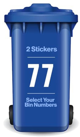 Happy Quokka Pack of 2 White Wheelie Bin Stickers Number, 17cm, Waterproof and Weatherproof, Bin Numbers for Wheelie Bins, Sticky Numbers and Self Adhesive Numbers for Wheelie Bins (No. 7)