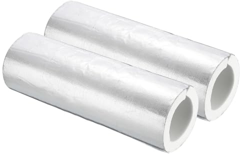 PATIKIL Rohrisolierungs-Schaumstoffschlauch, 76 mm, Innendurchmesser, 116 mm, selbstklebend, vorgeschlitzt, mit Aluminiumfolie für Winterbewässerung, Weiß, 2 Stück