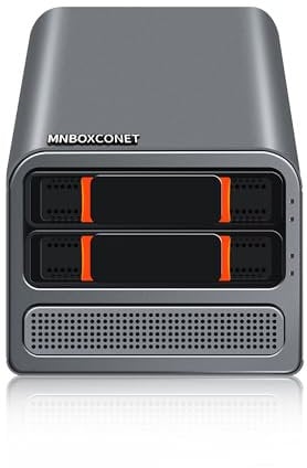 MNBOXCONET Mini PC NAS Server Quad-Core N100 2 Bay,3-in-1 Micro PC Computer DDR5 8GB RAM 128GB NVMe SSD, SPK/MIC, Dual 2.5GbE i226V LAN Soft Router, Hot Swapping HTPC Network Sicherheit