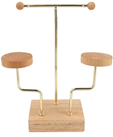 BZVCRTYKL Schmuckständer mit Holzsockel, Aufhänger, Metallstangen, multifunktionales Regal for Ohrringe, Halsketten, Kommoden, Fotografie-Requisiten, Arbeitsplatte, StyleC/784