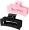 WLLHYF Quadratische Klauenclips 2 Stück 8.5 cm Mittlere Haarklammern Matt Rutschfest Modisch Starker Halt Bananen Clips Haarstyling ZubehöR Für Frauen Und Mädchen Dickes Dünnes Haar (Rosa/Schwarz)