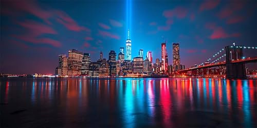 Der Blick auf Die Stadt Malen Nach Zahlen Erwachsene Groß (40X80CM Rahmenlos), Brooklyn Brücke Malen Nach Zahlen AnfäNger Handgemalt öLgemäLde Kit, Acrylfarben mit 3 Set Pinseln, Zimmer Deko Aesthetic