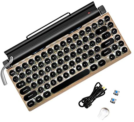 Yaoliucp Teclado mecánico Teclado de Juego de computadora inalámbrico cableado de mecanografiado para el Color de la Madera de la PC, Teclado de la máquina de Escribir