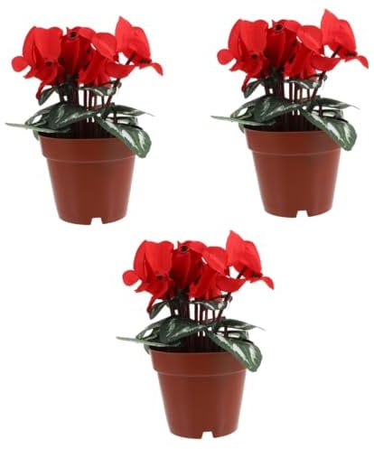 OFFSCH 3st Topfpflanze Künstliche Terrassenpflanzen Outdoor- Simulierte Blumenverzierung Gefälschte Pflanze Für Badezimmer Künstliche Pflanzen Kunstblumen Für Blumen Sind Seide Rot