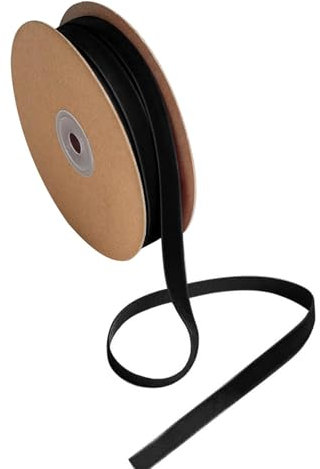 Dokeno Schleifenband Geschenkband Schmuckband, 10mm x 20m Einseitiges Samtband Schwarz Satinband Fusselband für Halloween Weihnachten Hochzeit Taufe Geburtstag