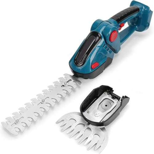 Cesoie per erba e arbusti a batteria 21 V 2 in 1 con batteria da 15000 mAh e caricabatterie, batteria per tagliabordi, ultra leggera, 1,4 kg, batteria per cesoie da giardino, 12 cm, batteria da 20 cm