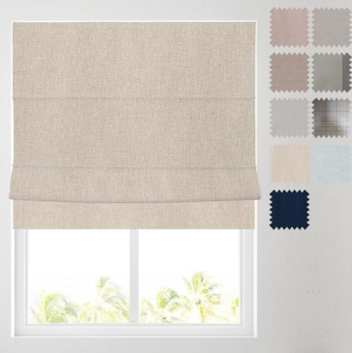 Barnes Blinds - Soft Textured Ara Blackout Roman Blinds -Durable Fittings Easy Fit (Natural 153cm)