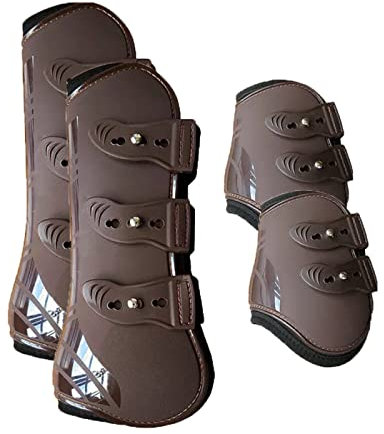 Pferdegamaschen 4er-Pack, Pferdesehnengamaschen, Vorder- und Hinterbeingamaschen, verstellbare Pferdebeingamaschen, Pferde-Vorder- und Hinterbeinschutz, Reiter-Sehnenschutz, Sprunggelenkbandage, KOM