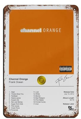HGEIK Frank Ocean Poster – Kanal Orange Album Cover Poster Blechschild Vintage Metall Pub Club Cafe Bar Home Wandkunst Dekoration Poster Retro 20 x 30 cm
