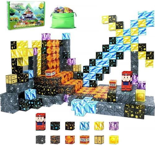 70 Pezzi Set di mattoncini magnetici per costruire miniera magnetica per portale magico, piastrelle magnetiche per bambini e bambine dai 3 anni in su